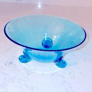 Vintage Nautical Themed Bowl Mid Century Modern Applied Spiral Shell Feet MCM